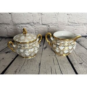 Mitterteich Bavaria Gold White Baroque Sugar Creamer